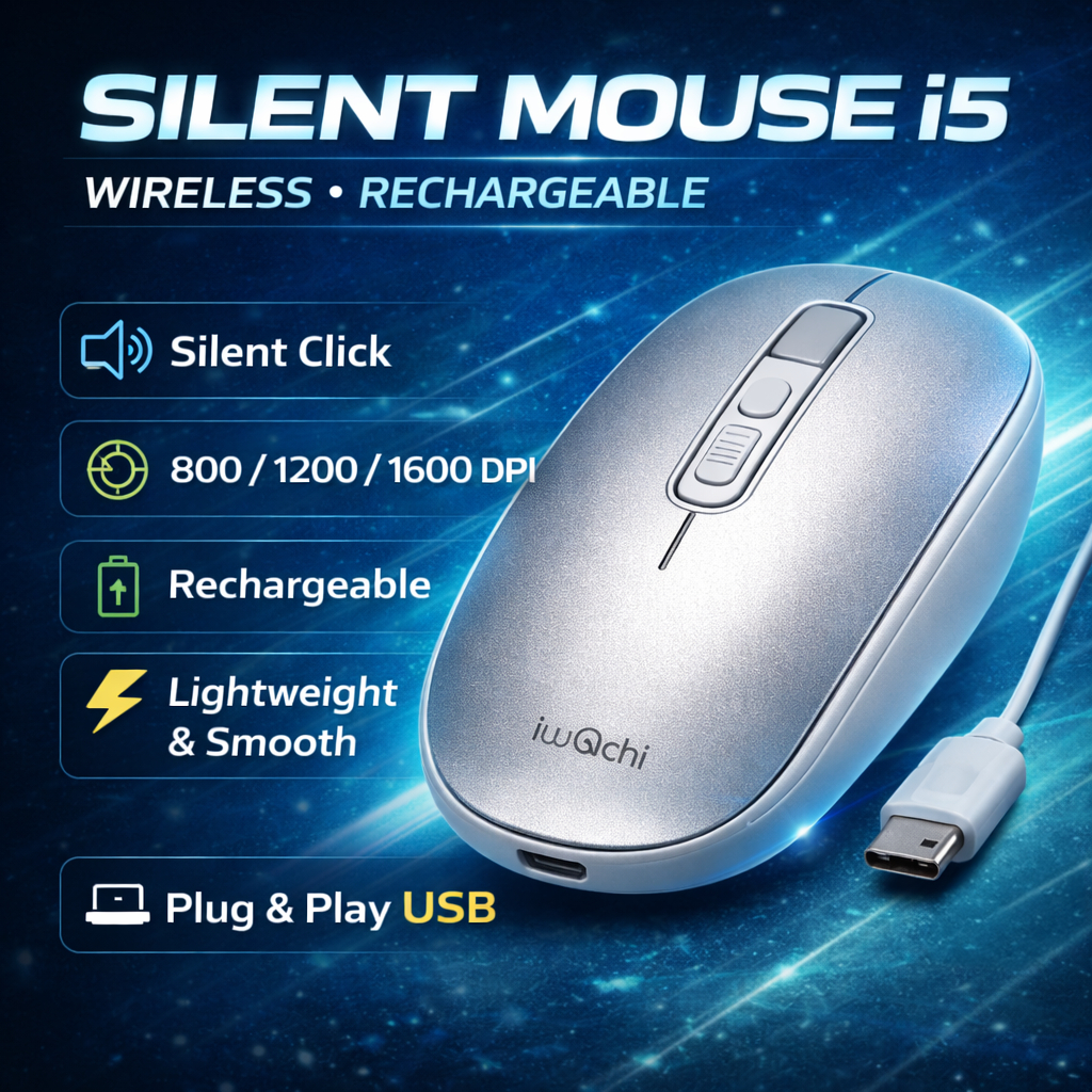 เมาส์ไร้สาย iWachi Silent Mouse i5 คลิกเงียบ ปรับ DPI ได้ ชาร์จไฟได้ PC/MAC