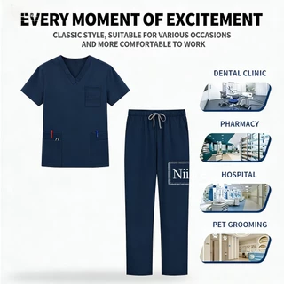 เสื้อ+กางเกงNew Scrub ชุด Unisex ผู้ชายและผู้หญิง Quick-Drying เสื้อยืดผ่าตัดเสื้อผ้าช่องปากพยาบาลหมอเสื้อผ้าทํางานสัตว์