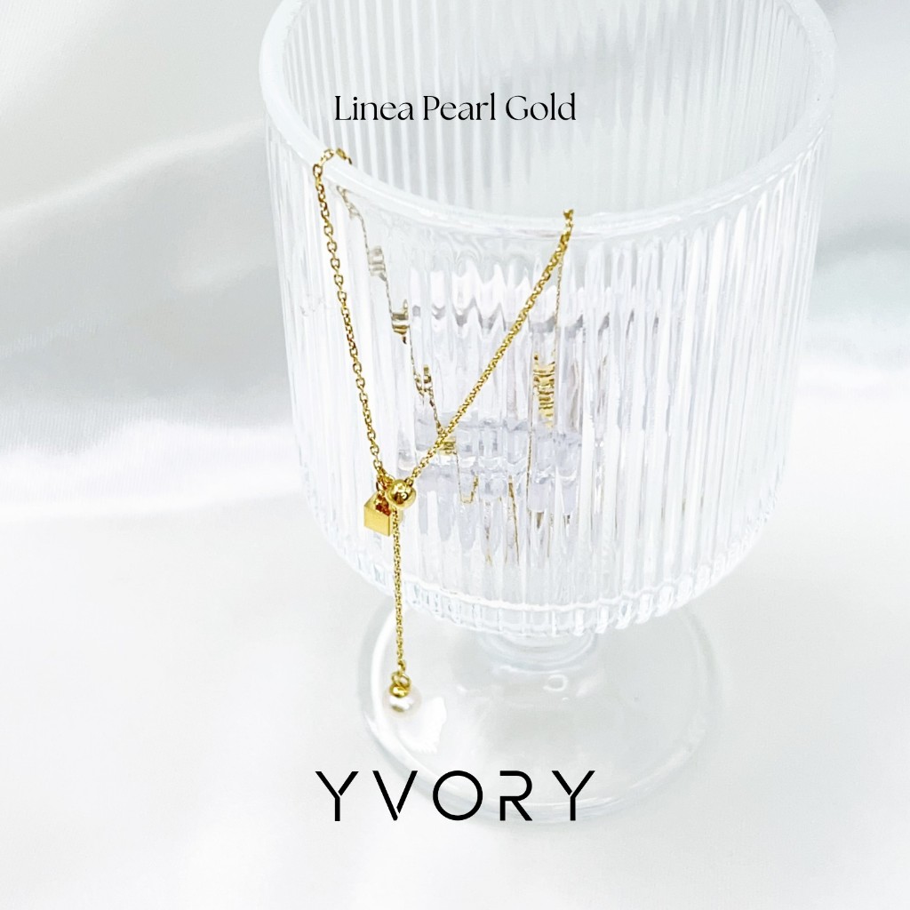 Linea pearl gold  สร้อยคอสายฝอหัวใจลูกคุณ ห้อยมุก Minimal ทรง Y-Shape ✨G05
