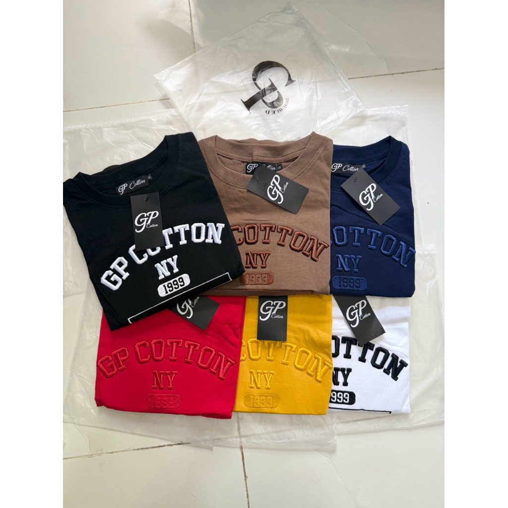 เสื้อยืดแขนสั้นรุ่นGP NY งานปักพร้อมป้ายห้อยแพ็คถุงซิปS-3XLคอตตอน100