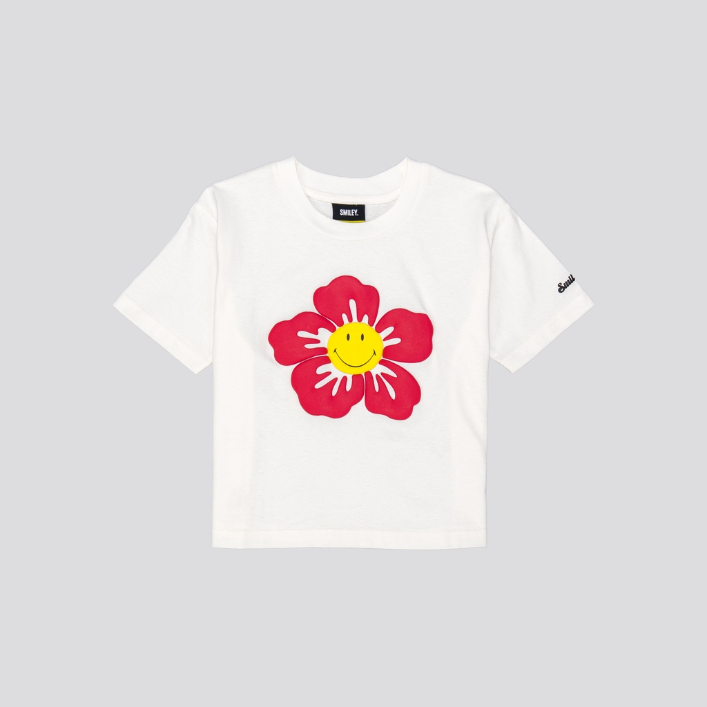 SMILEY® WHITE WANDERLUST CROPPED RELAX FIT WOMEN JERSEY