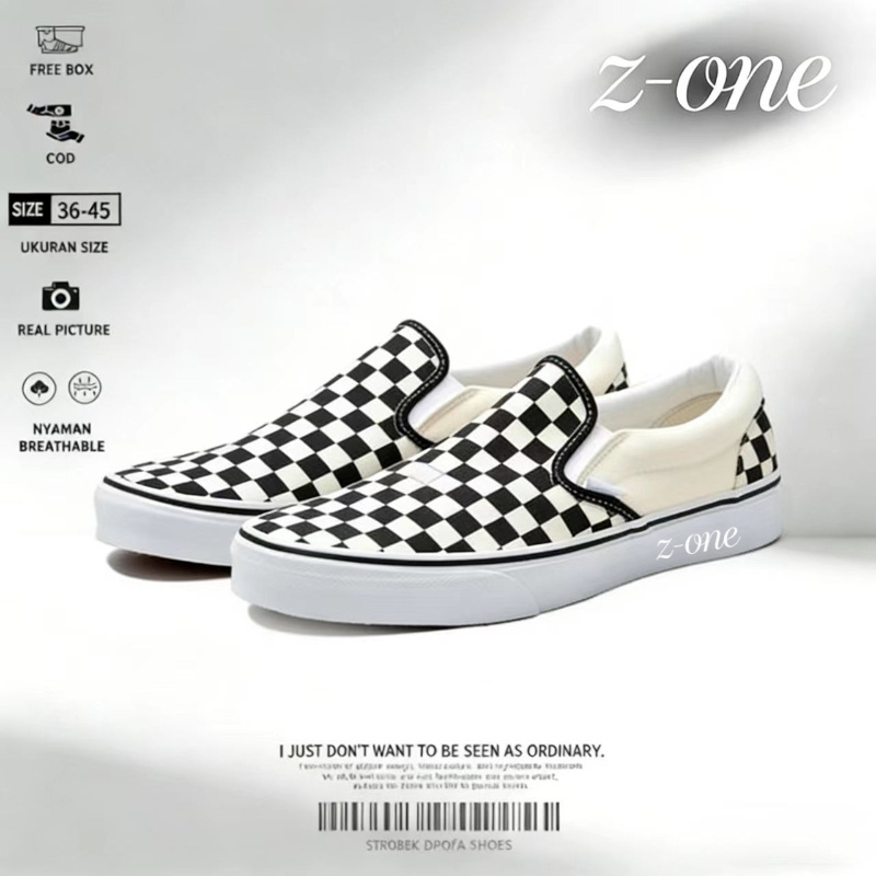 Slip-On Checkerboard (Classic)🔹รองเท้าผ้าใบ รองเท้าผ้าใบแบบสวม สนีกเกอร์ทรงต่ำแบบยูนิเซ็กซ์ ผ้าใบ แบบสวม ขนาด 36-45