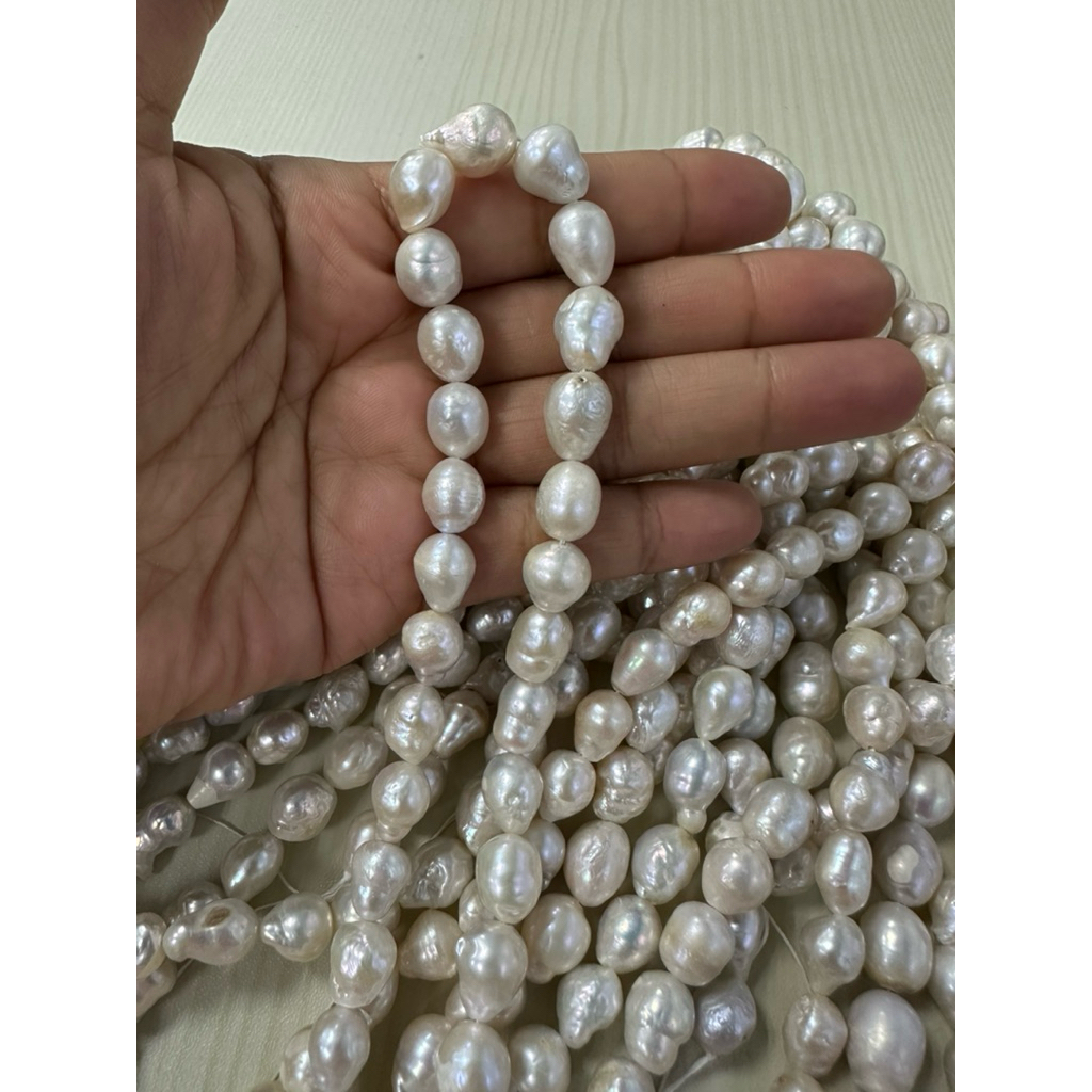 ไข่มุกทรงบาร็อคน้ำจืดแท้ ธรรมชาติ Fresh Water Pearl ทรงไข่ ขนาด 9-12 มิล