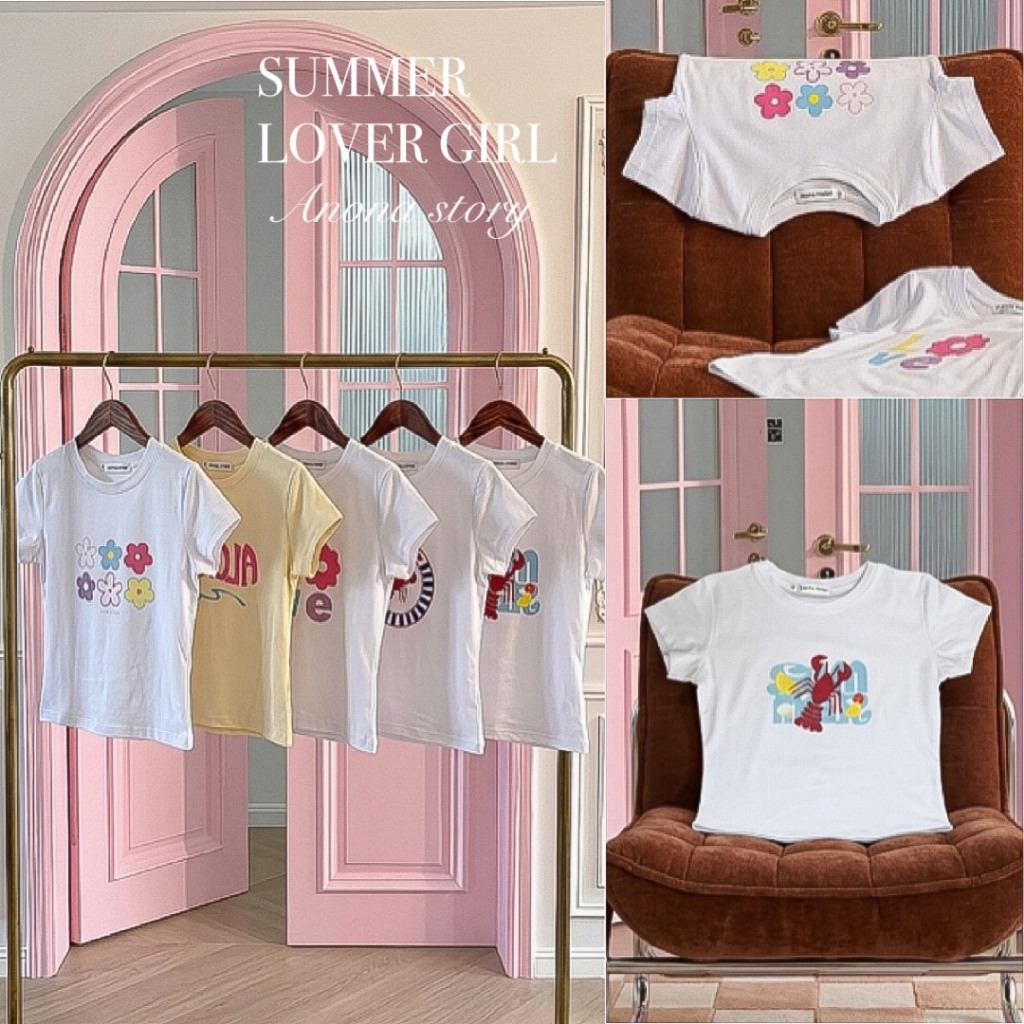 SUMMER LOVER GIRL เสื้อยืดbabytee ทรงสลิมสกรีนลาย