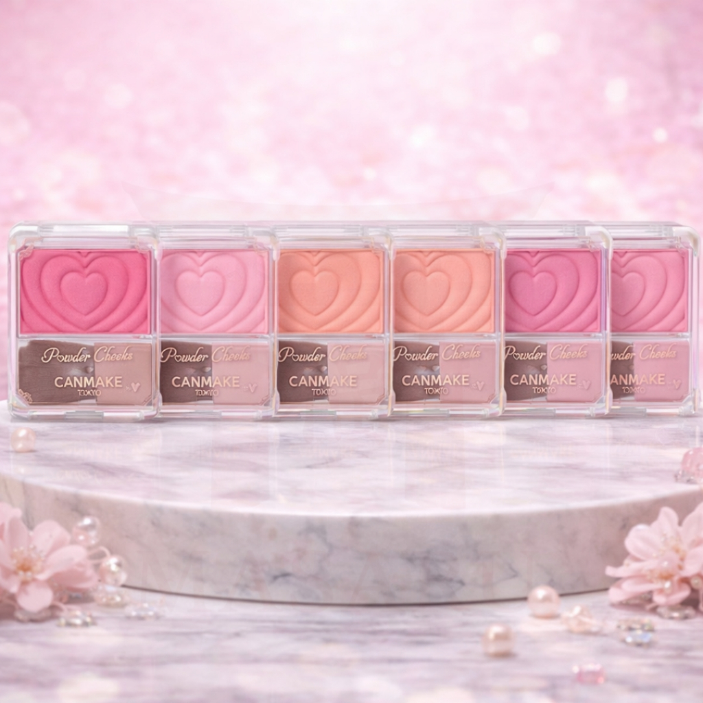 [แท้/รุ่นใหม่] Canmake Powder Blush บลัชออนเนื้อฝุ่นสูตร Oil-in งานผิวฉ่ำวาว ติดทน แก้มเงาใสสไตล์ญี่ปุ่น แคนเมค ลายหัวใจ