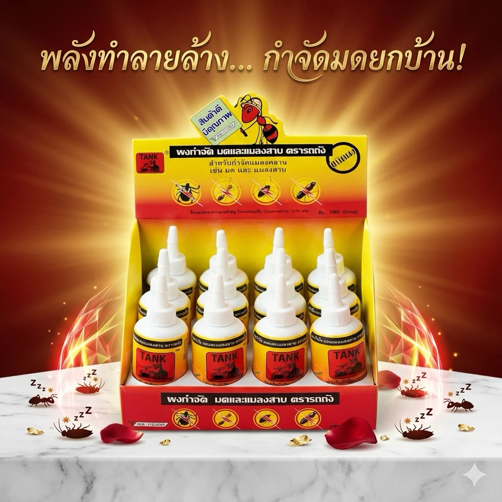 TANK ผงกำจัดมด กำจัดปลวก กำจัดแมลงสาบ ผงโรยกำจัดแมลง กำจัดแมลงคลาน ใช้ในบ้านและรอบบ้าน