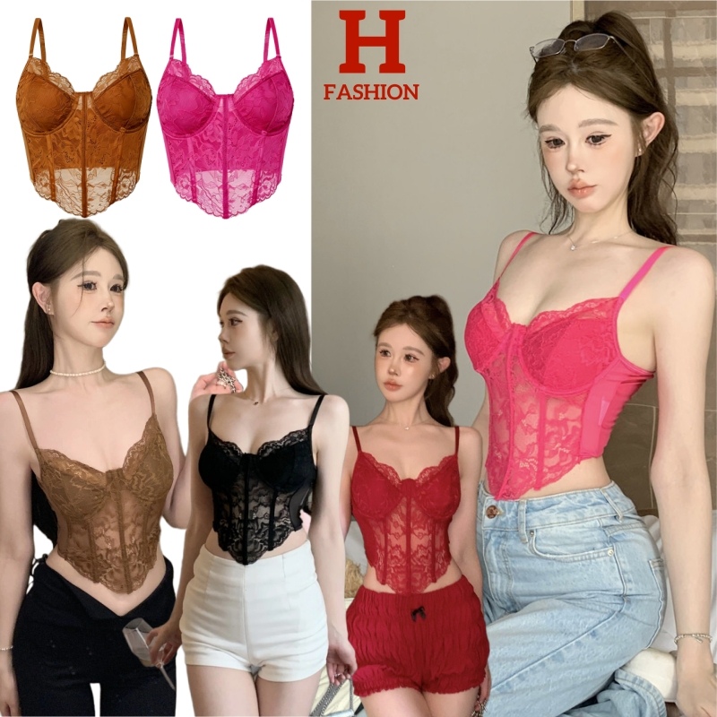 hot & sexy~'พร้อมส่ง' เสื้อสายเดี่ยว ไม่มีฟองน้ำ สายปรับได้ ลูกไม้เซ็กซี่ FY900