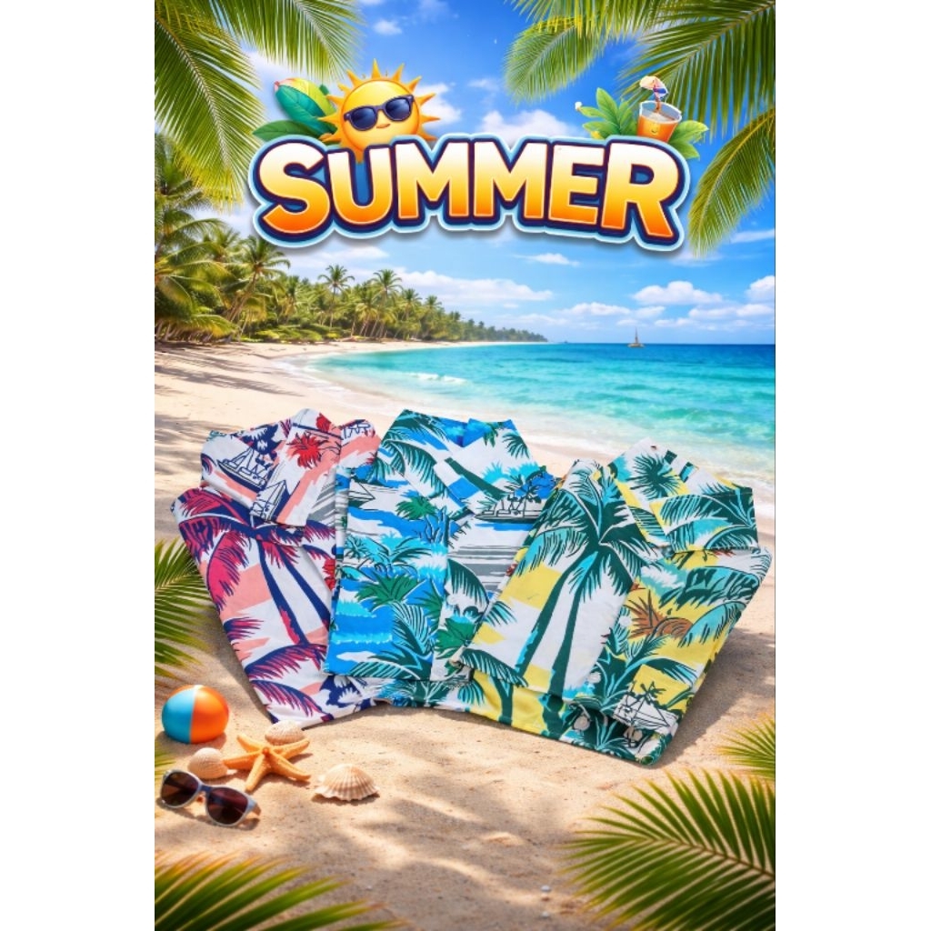 เสื้อฮาวาย เสื้อเที่ยวทะเล เสื้อลายต้นมะพร้าว เสื้อสงกรานต์