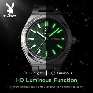 PLAYBOY ผู้ชาย นาฬิกา watch 100% ของแท้ แฟชั่น เทรนด์ สีเขียว หน้าปัดที่มีพื้นผิว 3110