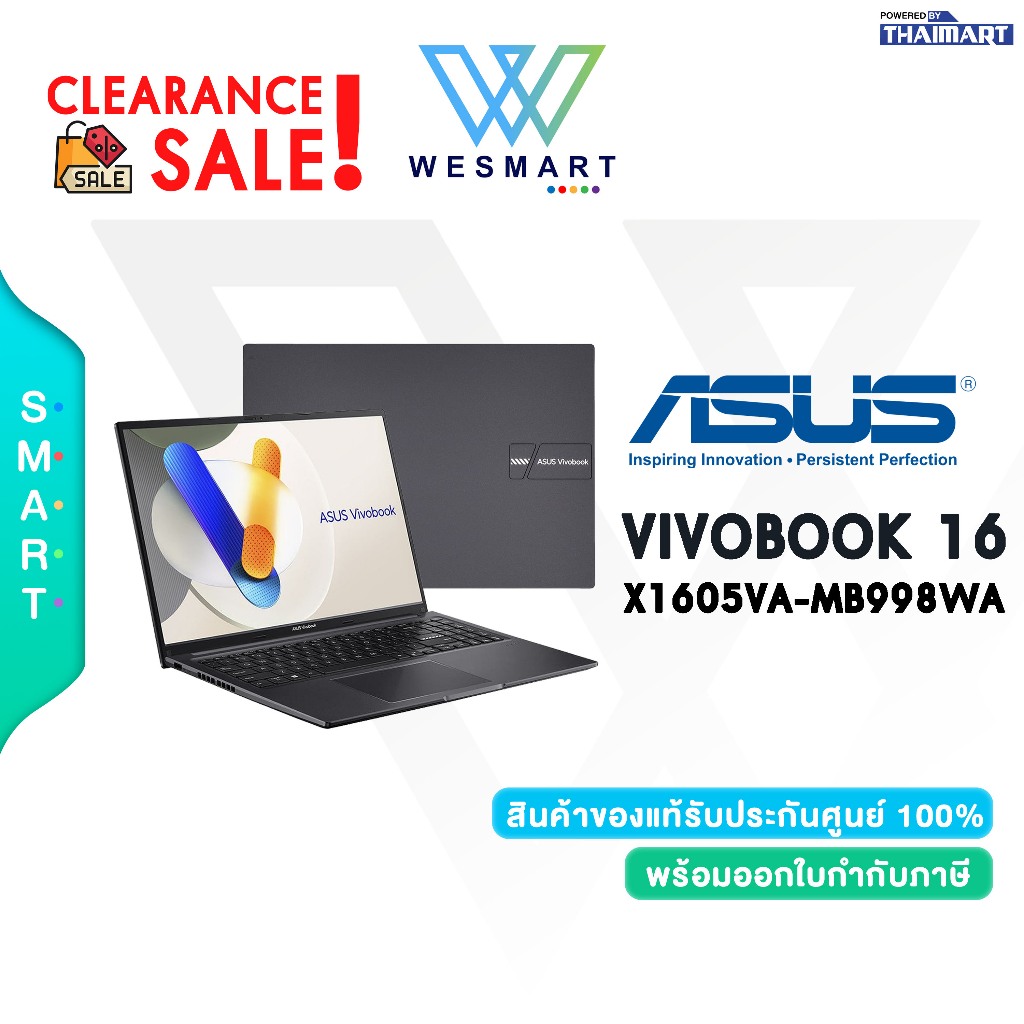 (Clearance) ASUS NOTEBOOK (โน้ตบุ๊ค) Vivobook 16 X1605VA-MB998WA : DEMO สินค้าตัวโชว์/ประกันศูนย์ 3ป