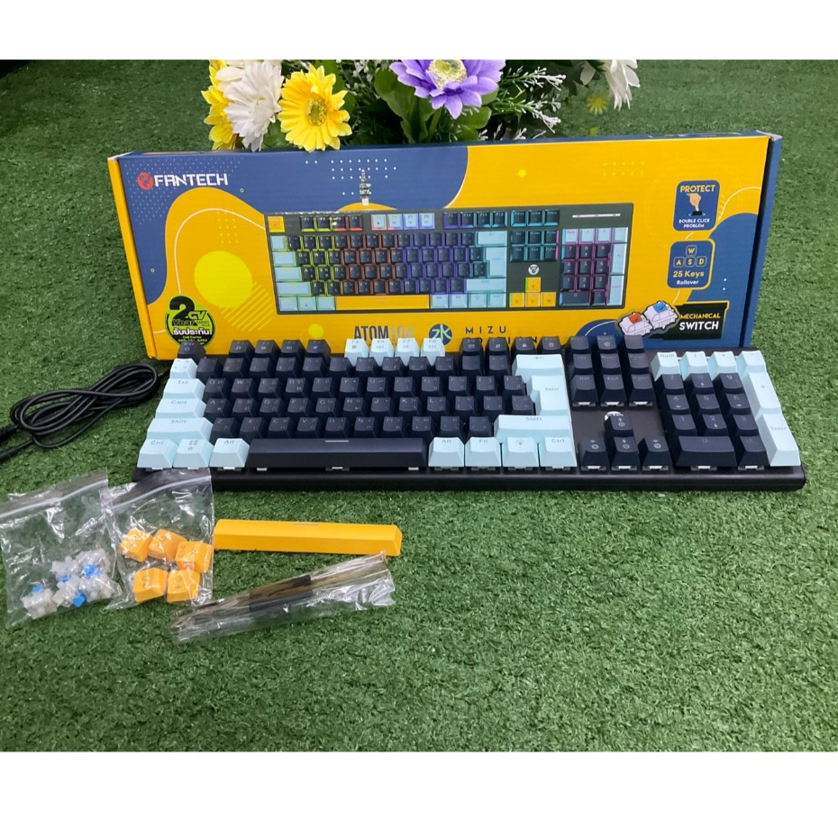 FANTECH MK889 KEYBOARD MECHANICAL คีย์บอร์ด RGB ปรับไฟได้ 13 โหมด คีย์บอร์ดเกมมิ่ง NAVY BLUE ประกันศ