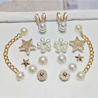 เคาน์เตอร์เดียวกันหลุมรองเท้าโลหะรองเท้าดอกไม้อุปกรณ์ตกแต่ง diy อุปกรณ์เสริมโบว์ถอดเพิร์ลรองเท้าหัวเข็มขัด