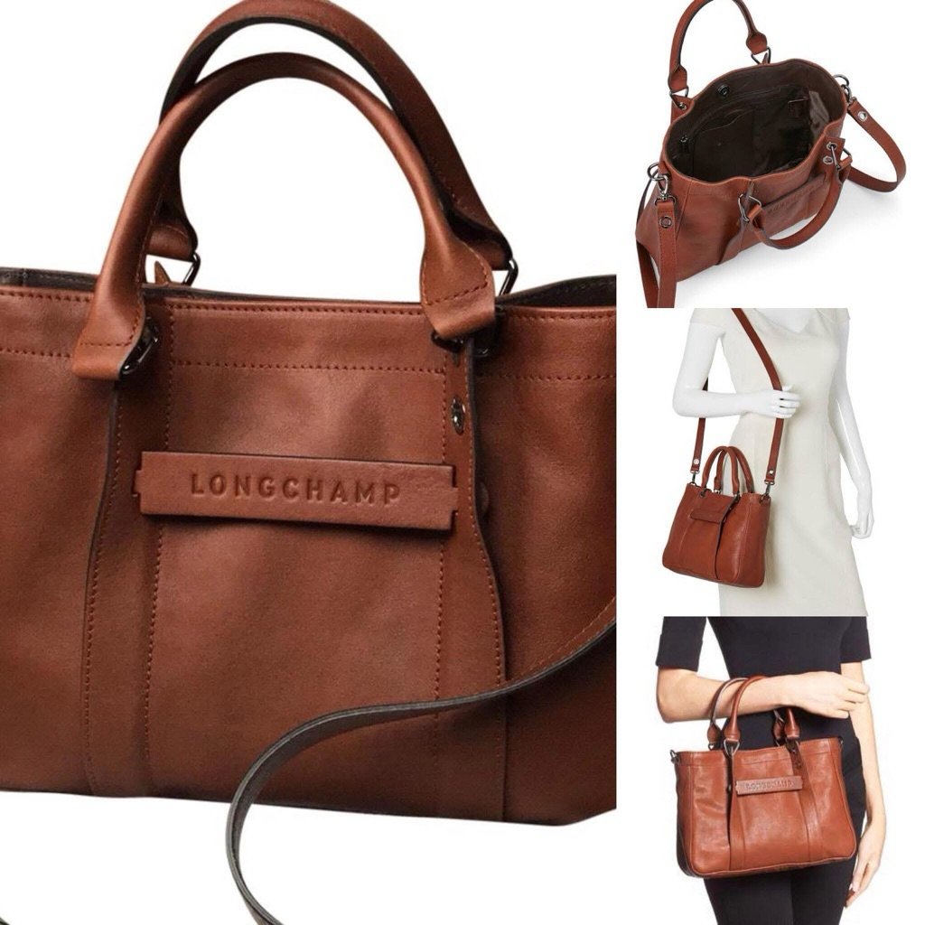 🦋U S E D 🦋  Longchamp 3d Size S สีน้ำตาล cognac