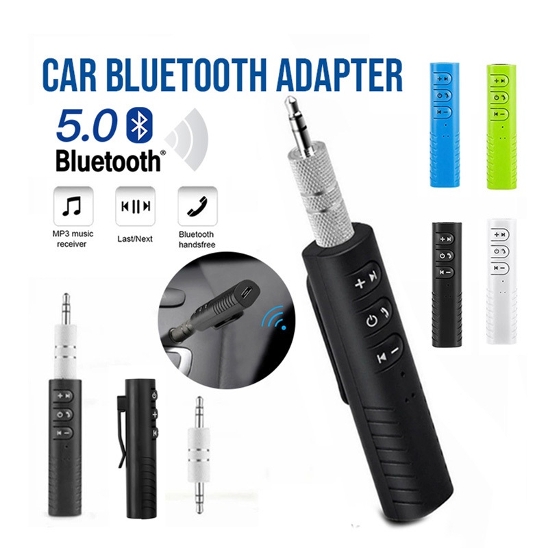 ตัวรับสัญญาณบูลทูธ Blutooth5.0 บลูทูธในรถยนต์ Car Bluetooth ตัวรับสัญญาณบลูทูธไร้สาย AUX 3.5mm
