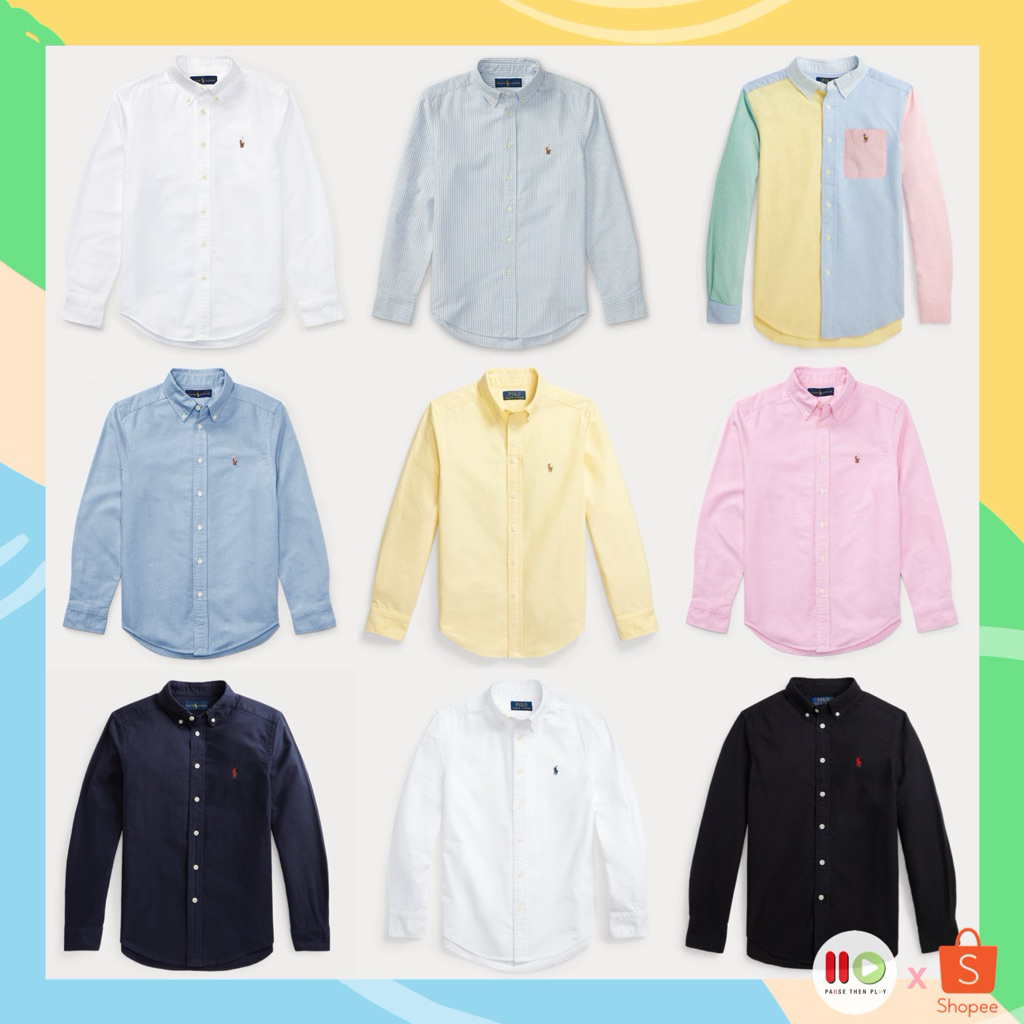 💰ลด 25%💰โค้ด •25XTRA50025• Ralph Lauren Cotton Oxford Sport Shirt (Boys size ของแท้จาก USA🇺🇸)