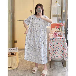 800 Mmeimei ชุดนอนกระโปรงสาวอวบ ผ้ายืด ทิ้งตัว **ไม่มีฟองน้ำ** ลายน่ารักๆ (สินค้าพร้อมส่ง)