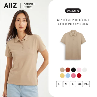 AIIZ เสื้อโปโลผู้หญิงสีพื้นปักโลโก้