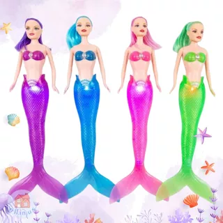 ตุ๊กตานางเงือก นางเงือกมีไฟ led สีสวย ของเล่นฮิต วิบวับสุดน่ารัก (สุ่มสีส่ง) no.M-YD-01