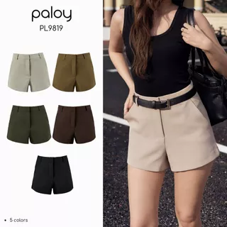 Paloy - PL9819 กางเกงผ้าขาสั้น ด้านหลังกระเป๋าปัก Paloy