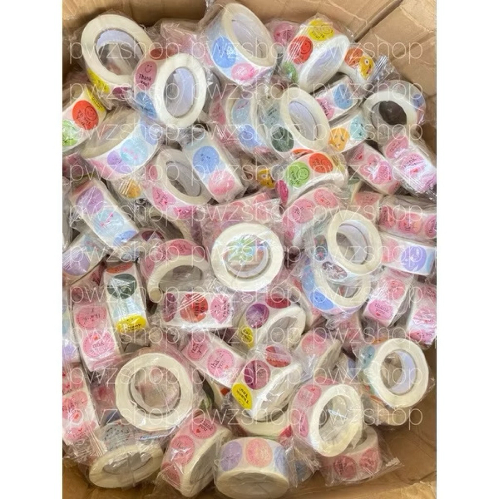 พร้อมส่ง ❣️ สติ๊กเกอร์ thank you ม้วนละ 500 ชิ้น thanks you sticker ขนาด 25mm  สติ๊กเกอร์ขอบคุณ สติ๊กเกอร์ตกแต่ง ราคา ถูกที่สุด ดีลบีเคเค แกลเลอรีภาพที่ 2