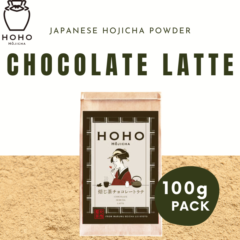 HOHO HOJICHA Chocolate Latte Pack containing sugar