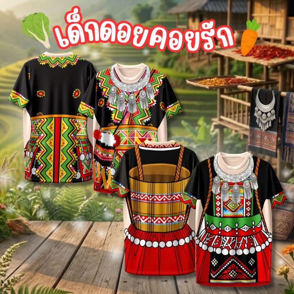 เสื้อคอกลม ลาย เด็กดอยคอยรัก