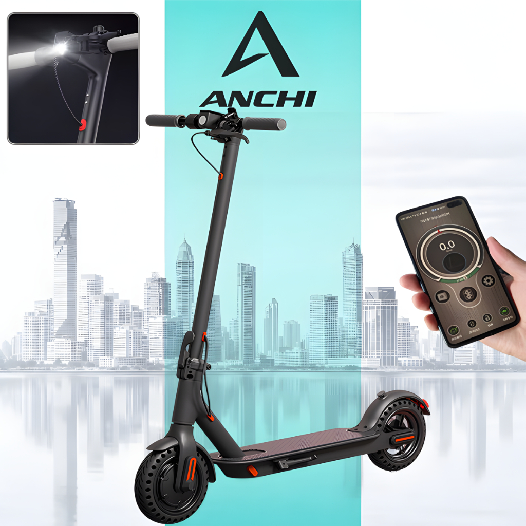 ANCHI สกูตเตอร์ไฟฟ้า ผู้ใหญ่ สกู๊ตเตอร์ scooter ไฟฟ้า จอLED พับเก็บได้  เชื่อมต่อบลูทูธ แบต12A