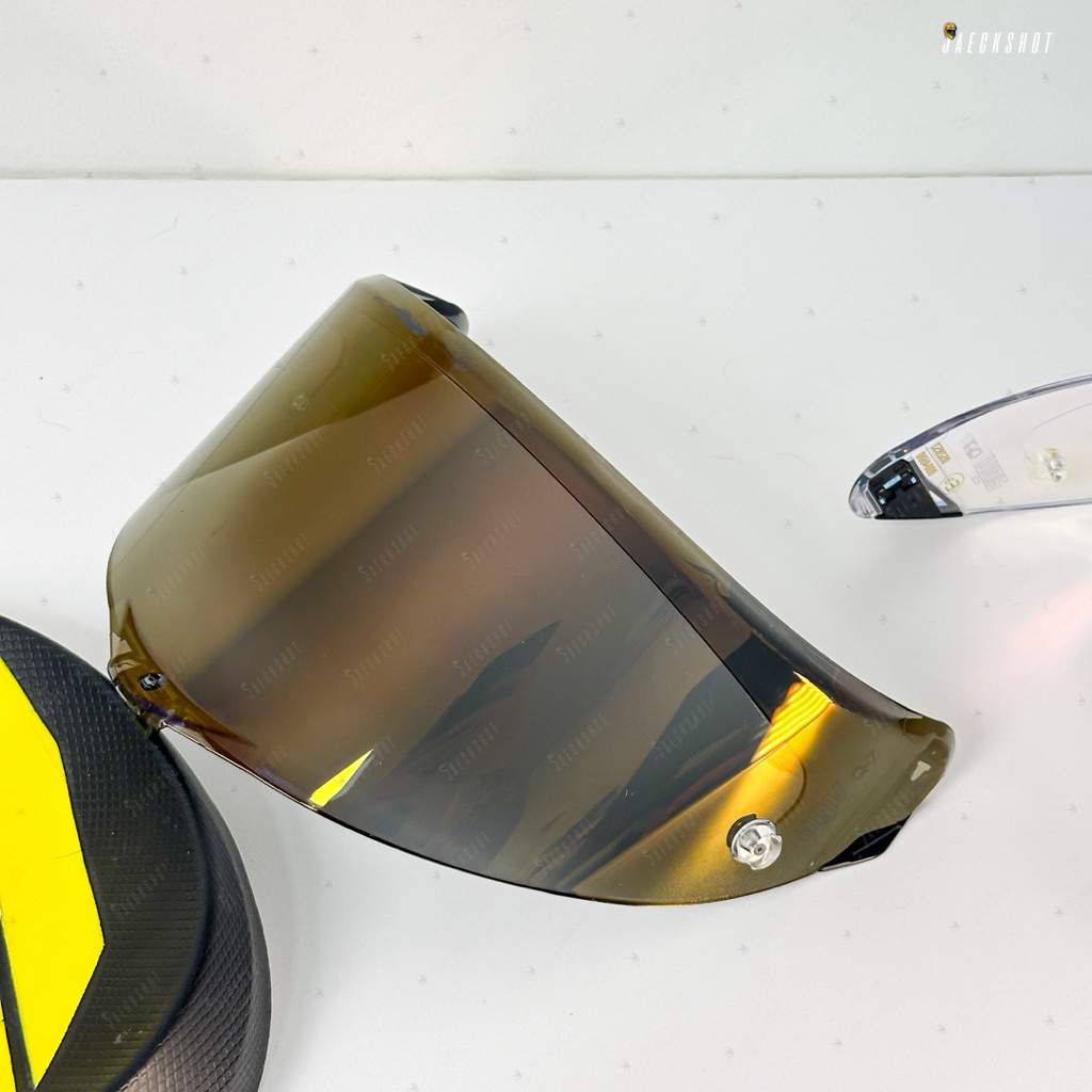 ชิว Iridium Gold สภาพ 95% ขาล็อคไม่หัก ตำหนิจุดเดียว แท้ Race 3 สำหรับหมวก Agv Pista และ Corsa