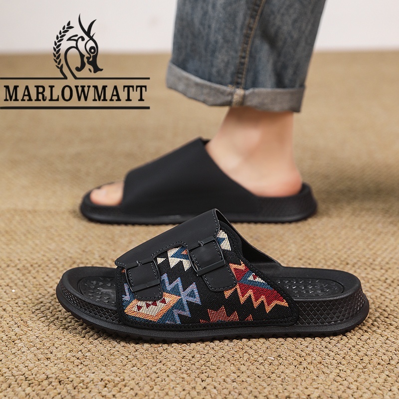Marlowmatt รองเท้าแตะผู้ชาย แฟชั่นล่าสุด สไตล์โบฮีเมียน กันน้ำ กันลื่น ดีไซน์สวย ทันสมัย