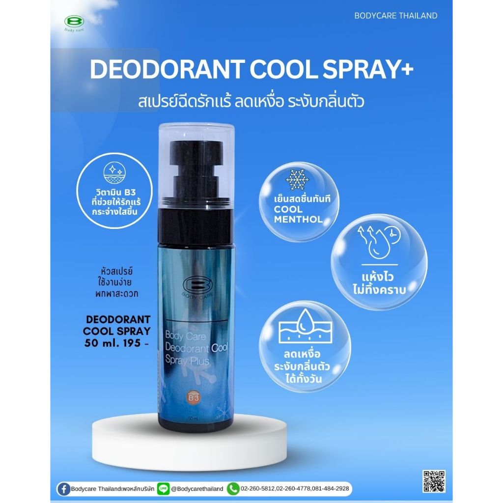 Deodorant Cool Spray+สเปรย์ระงับกลิ่นกาย
