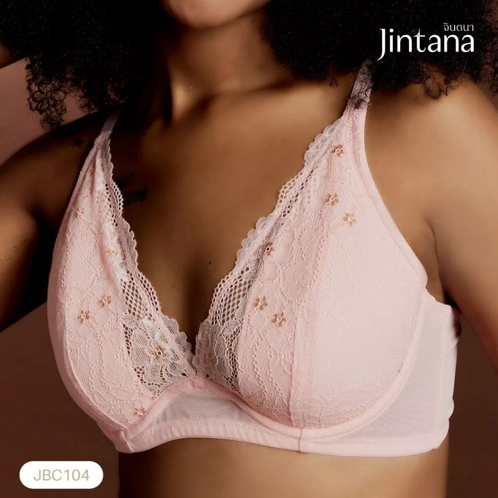 Jintana เสื้อชั้นใน จินตนา รุ่น Contour รหัส JBC104 (มีโครง) เสื้อในลูกไม้ หน้าต่ำ กระชับเต้า ทรงสวย ระบายอากาศ
