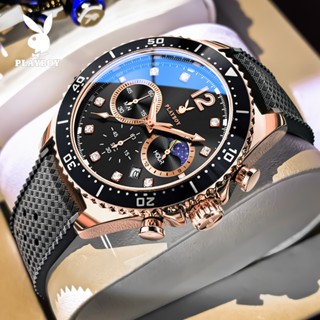 PLAYBOY ผู้ชาย นาฬิกา แท้ ยาง สายนาฬิกา กันน้ำ กีฬา หนุ่มสาว…
