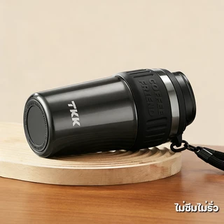 TKK แก้วกาแฟเก็บอุณหภูมิ 630ml แก้วสแตนเลส SUS316 เคลือบเซรามิก แก้วกาแฟสูญญากาศ พร้อมหลอด 2 in 1