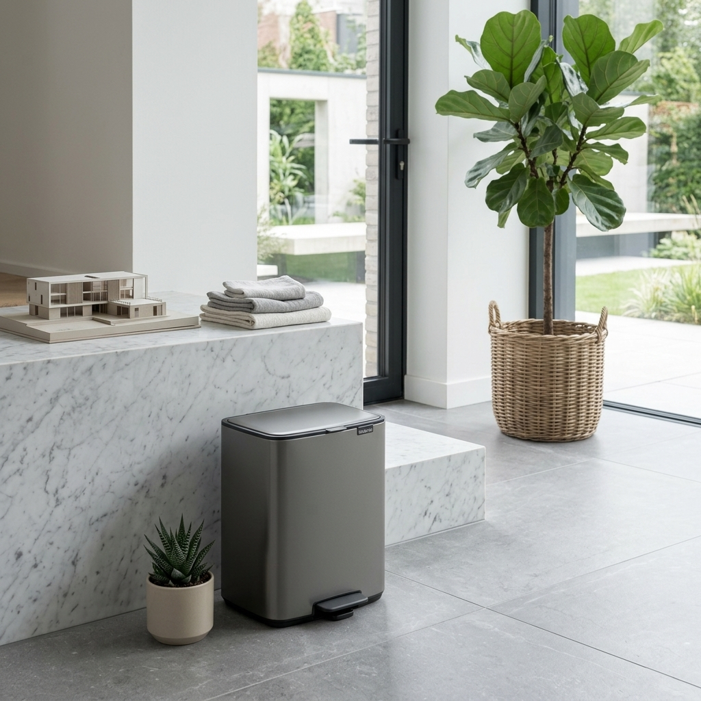 Brabantia  ถังขยะสแตนเลส BO Pedal bin ทรงสี่เหลี่ยมขนาด 12 ลิตร ดีไซน์ประหยัดพื้นที่ ระบบ Soft Close