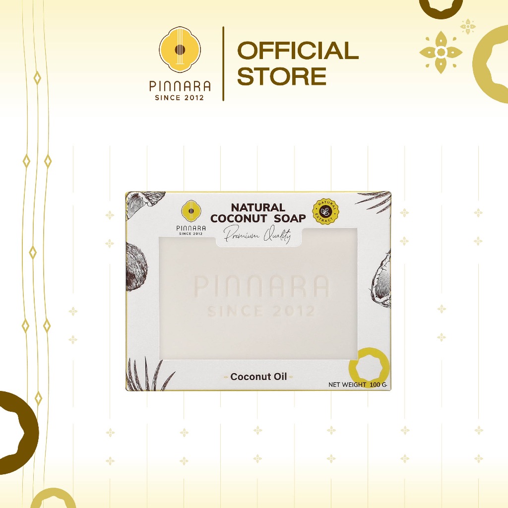 Natural Coconut Soap (Coconut Oil) - โคโค่นัท โซป(โคโคนัท ออยล์) 100ก. สบู่มะพร้าวพิณนารา