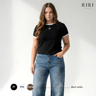 JUBUFASHION เสื้อยืดคอกลมทูโทน เสื้อสาวอวบ T-Shirt ผ้ายูนิโคล ไซส์L/XL อก35-44นิ้ว ส่งด่วน#606