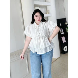B10 เสื้อคอระบาย แขนบอลลูน สำหรับสาวอวบ *มีซับใน อก 40-50 lanastore