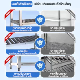 ComfortHavenFurnitureCo ชั้นวางของ สแตนเลส แข็งแรง แผ่นชั้นแบบท่อเหล็ก ความสูงคงที่ ครัว/อุตสาหกรรม SUS304