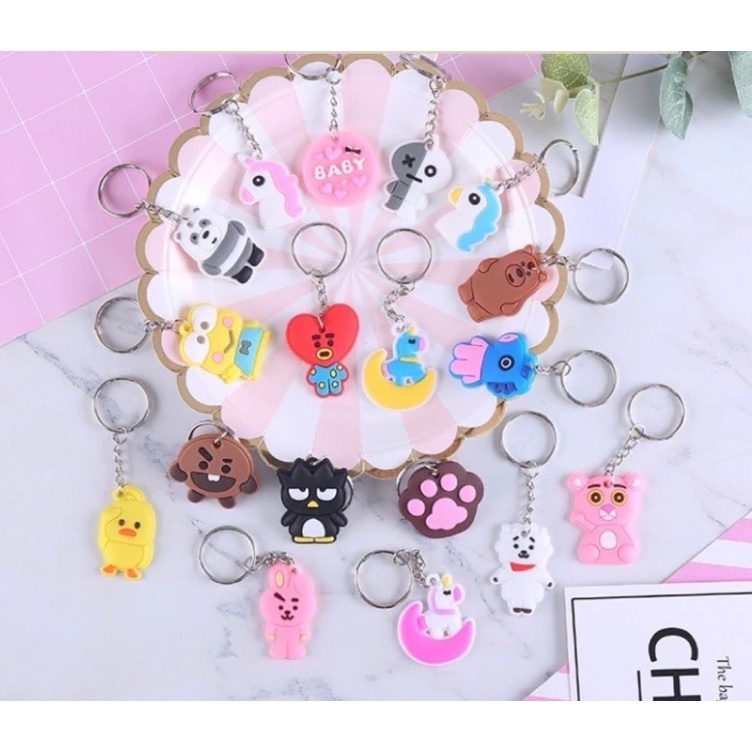พร้อมส่งด่วน พวงกุญแจ PVC ขนาด 4 cm. ลายการ์ตูน (สุ่มลาย) พวงกุญแจขนาดเล็ก ของที่ระลึก ของชำร่วย
