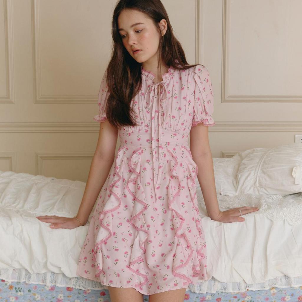 La Mignonne (XS-5XL) Bristely Westties Dress เดรสใส่ทำงาน ใส่เที่ยวหรือออกงานก็ได้ งานเนื้อผ้าใส่สบายมากแขนกระดิ่งน่ารัก