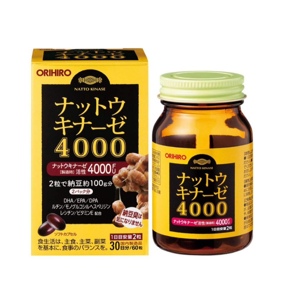 Orihiro Nattokinase 4000FU อาหารเสริมนัตโตะ Japan 60 แคปซูล (30 วัน)