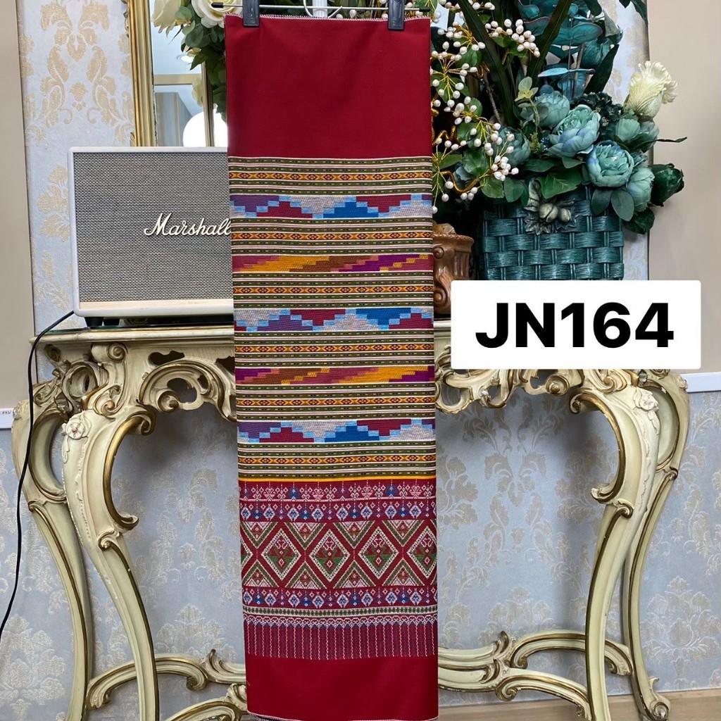 JN164 ผ้าฝ้าย ทอลาย วิเศษเมืองน่าน สีแดง ขนาด 2 หลา