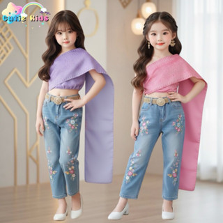 ชุดไทยประยุกต์ สไบพิมลายยางยืด ยีนส์แท้งานปัก (110-160)ภาพจร…