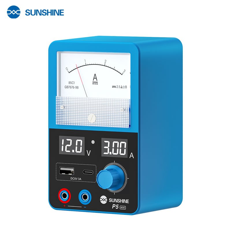 SUNSHINE P5 Mini power supply ซ่อมมือถือ เครื่องจ่ายไฟ lab 12V 3A พกพา short circuit protection