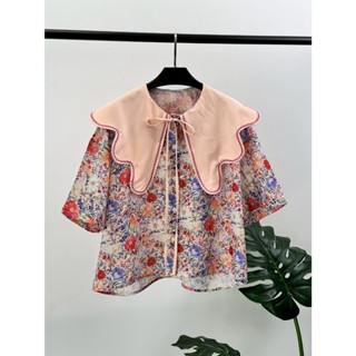 ป้าย CHOEGO เสื้อครอปผ้าคอตตอนพิมพ์ลายดอก อก 50 นิ้ว ยาว 22 …