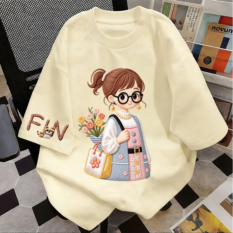 FXC25 เสื้อยืดคอตตอนแท้100% เนื้อผ้านุ่ม ใส่สบาย ระบายอากาศดี ลายพิมพ์ลักษณะคล้ายงานปัก แต่ไม่ แทงผิว ใส่สบาย ให้ลุคเหมื