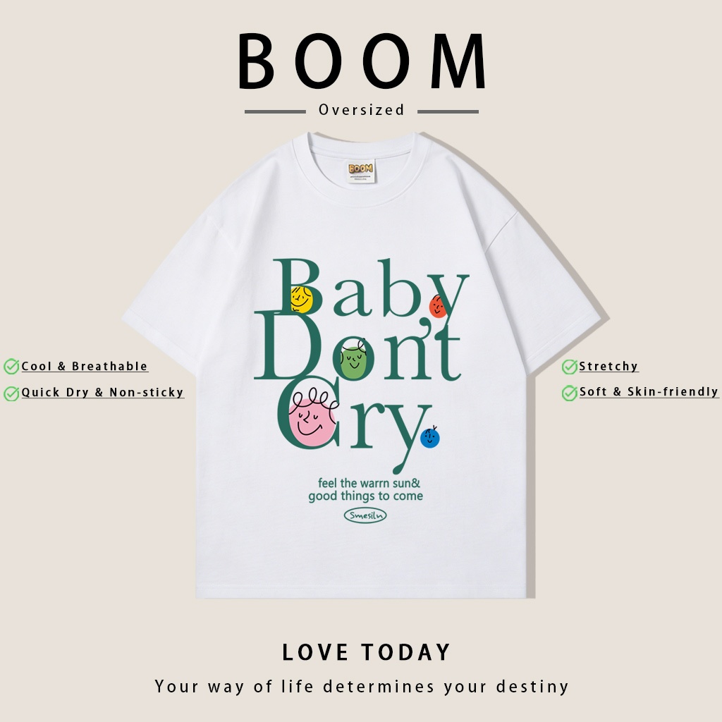 COD（จัดส่งตลอด 24 ชั่วโมง）BOOM เสื้อยืดคอกลมแขนสั้น oversize🧤👚⭐️🫶🏻🍅6สี แฟชั่นสไตล์เกาหลี ไซซ์ S-3XL