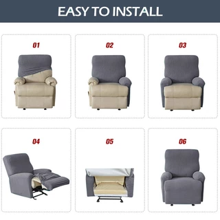 Sofa Recliner คลุมปลอกหมอนอิงโซฟาเก้าอี้พักผ่อนสีทึบ1/2/3/4ที่นั่งโซฟาเนื้อใบไม้กันน้ำ