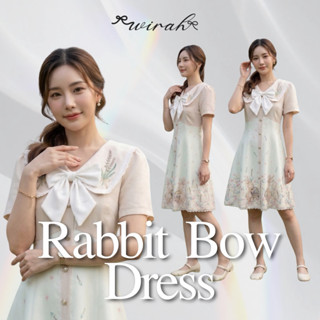 WR04 Rabbit Bow Dress : ชุดเดรสสั้น ผ้า Satin Swiss พิมพ์ลาย…