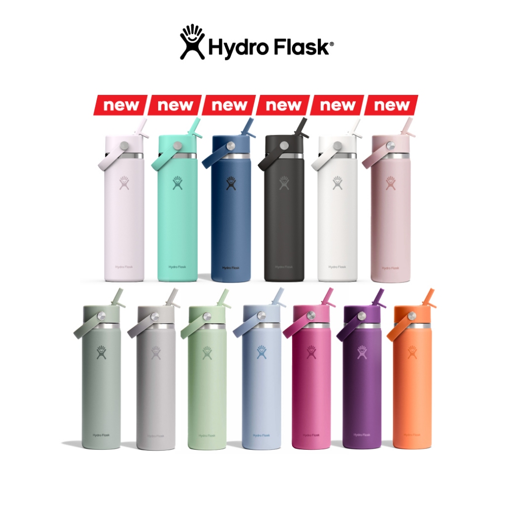 HYDRO FLASK WIDE MOUTH WITH FLEX STRAW CAP 24 OZ กระติกน้ำสูญญากาศ เก็บอุณหภูมิ เก็บความเย็น